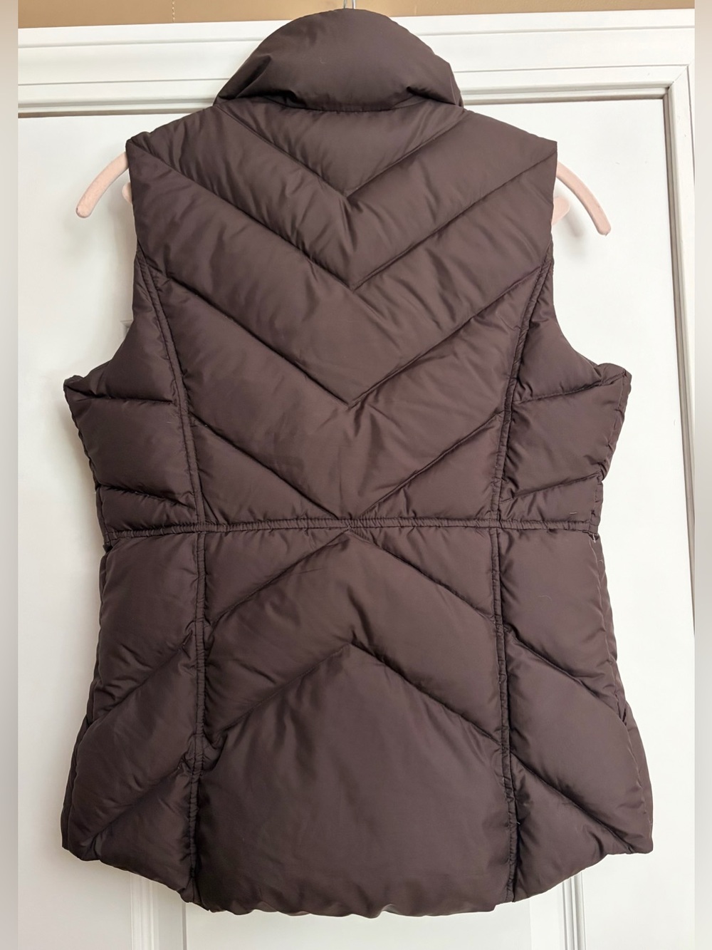 VTG Y2K J Crew Choc Brown Goose Down Puffer Vest Sm Preppy Neutral Gorpcore EUC - Picture 2 of 6